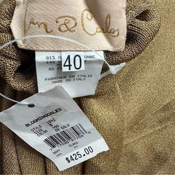 Jan & Carlos Gold Semi Sheer Turtleneck SZ 40 EU/8 US Deadstock Luxury NWT $425 - Picture 2 of 11